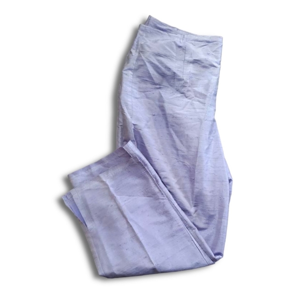 KAREN WARREN WRINKLED Bluish/Grey IRIDESCENT 100% SILK CROPPED PANTS SIZE (10) - Picture 5 of 7